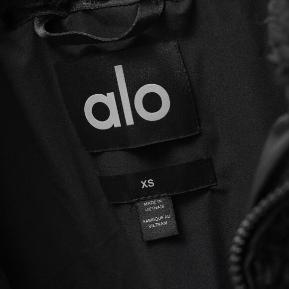 ALO YOGA Sherpa Edge Bomber Series Solid Color Stand Collar Zipper Casual Hoodle - Picture 9 of 10